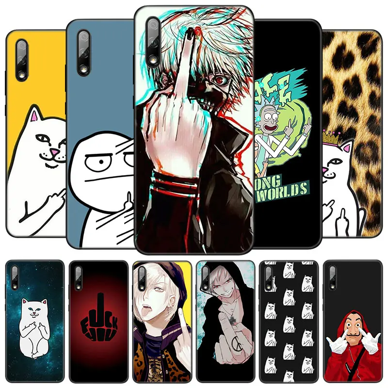 

Забавный чехол на средний палец для Huawei Honor 10X Lite 7A 7S 8A 8S 8C 8X 9A 9C 10i 20i 30i 20S 20E 9X Pro 10 8 Lite, мягкий черный Чехол