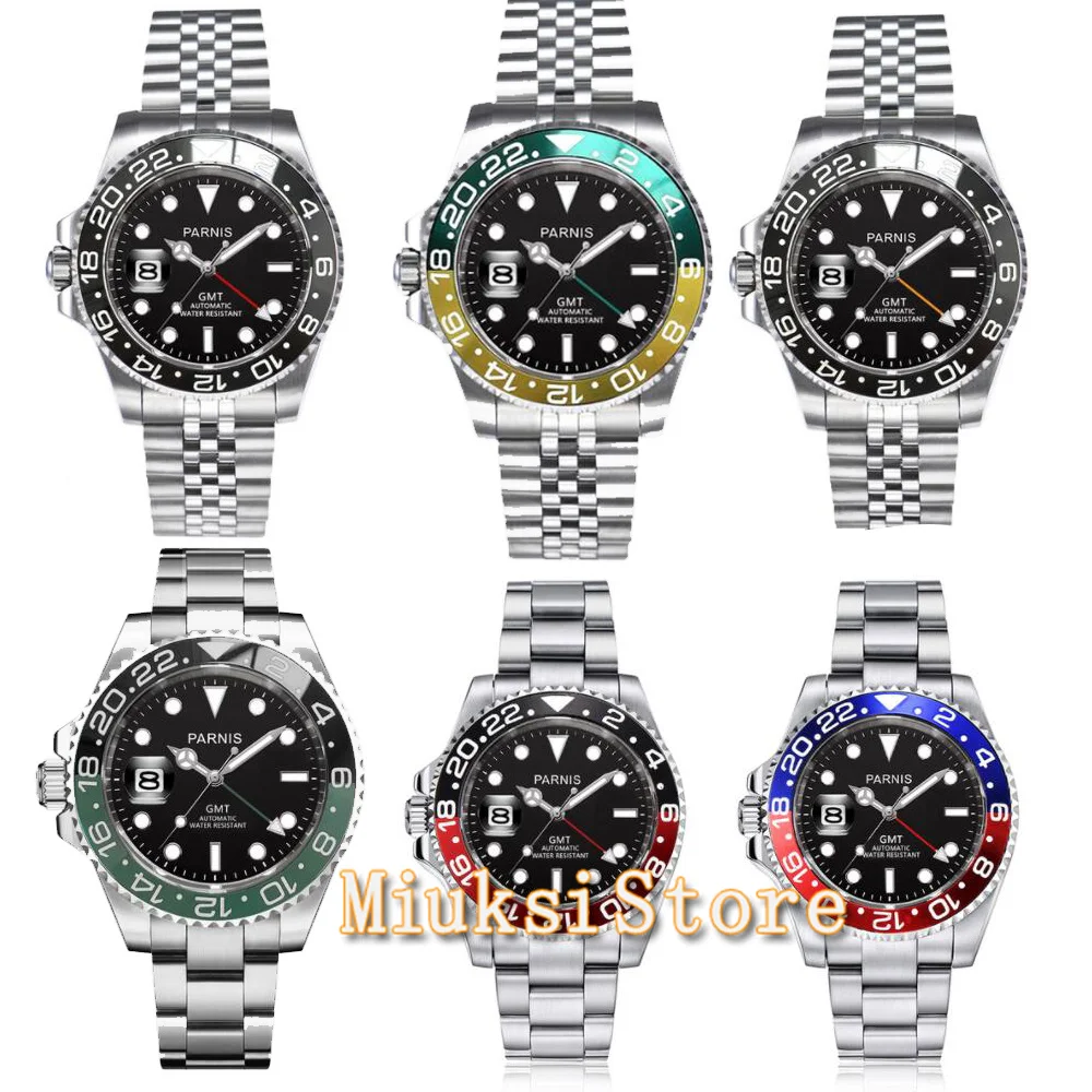 Мужские автоматические часы с сапфировым стеклом PARNIS 40 мм новая левая Корона