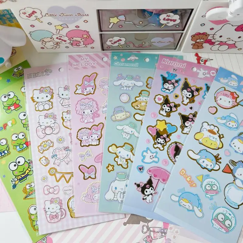 

Kawaii My Melody Kuromi Cinnamoroll Bronzing Sticker Decoration Anime Sanrioed Girl Heart Suitcase Cute Waterproof Sticker