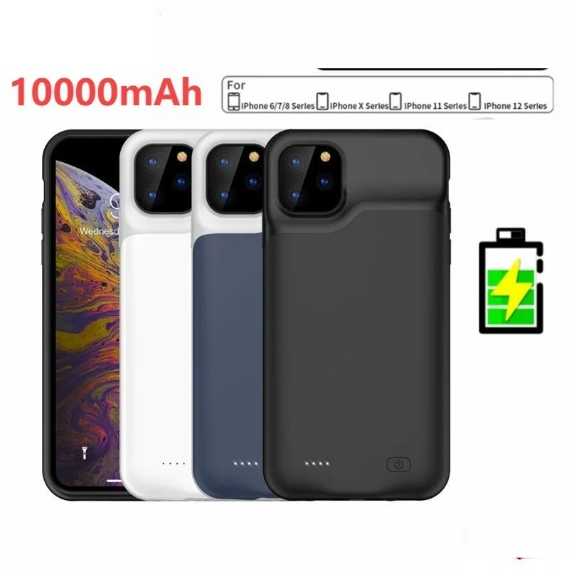 

10000mAh Battery Case for iPhone 13 Pro 12 11 Pro Max Smart Power Bank Charging Charger Cover for iPhone XS Max XR 7 8 Plus SE 2