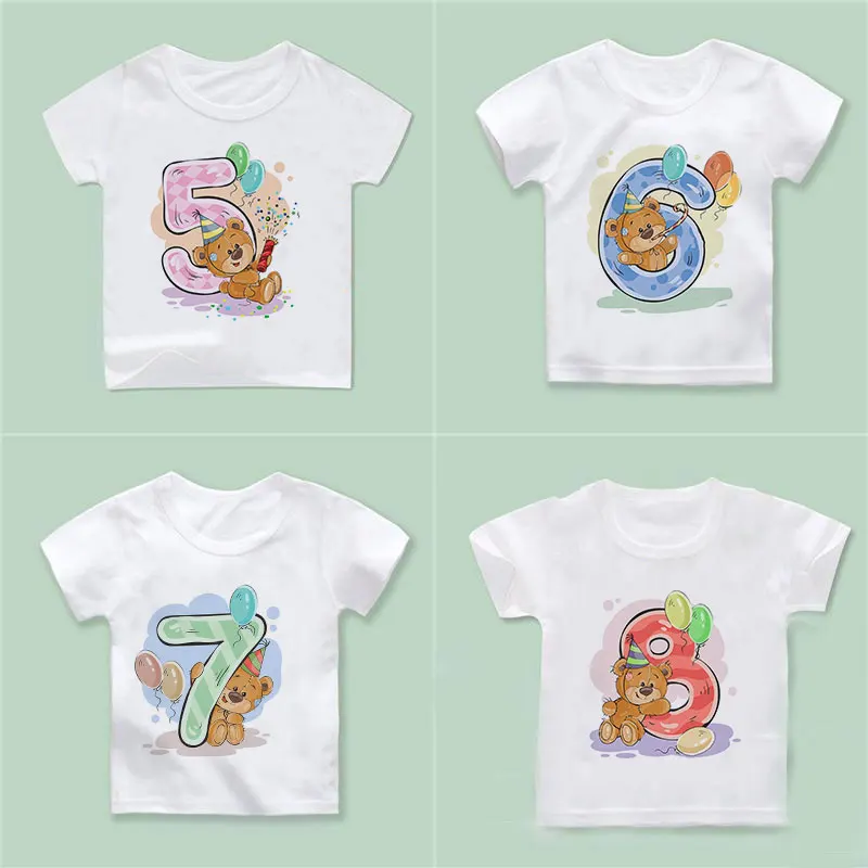 Happy Birthday Kids Print T-shirts Kids Presents Cute and Beautiful Birthday Boys Tops Casual Fashion Girls T Shirts,Drop Ship