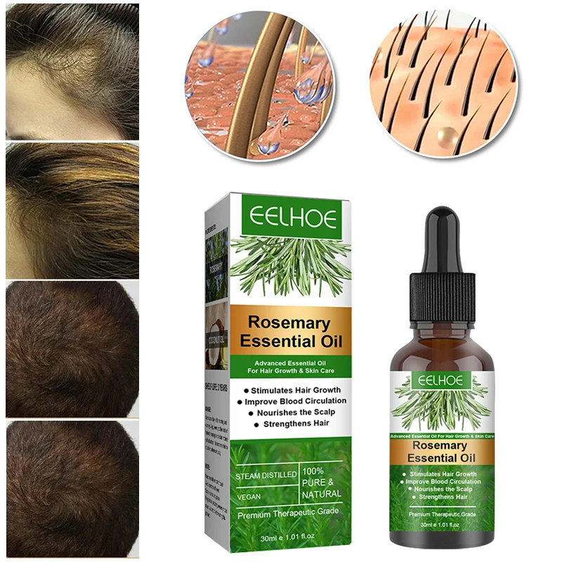 Эфирное масло розмарина для ускорения роста волос против спутанных выпадения