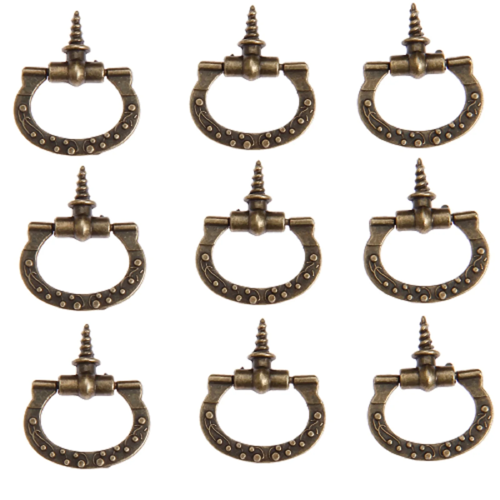 

10Pcs Antique Cabinet Jewelry Wooden Box Knobs Self-Tapping Screws Handle Furniture Fittings Drawer Cupboard Pull Handle 24*27mm