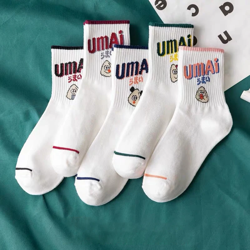 

Осенне-зимние кавайные женские носки с мультяшным рисунком Ins трендовые забавные носки-трубки с выражением счастливой новизны рандомные 1 п...