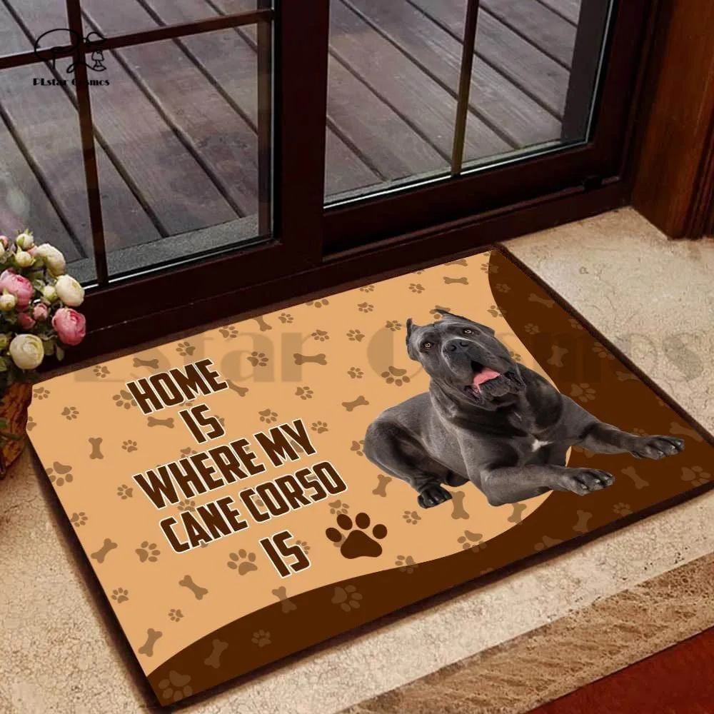 

PLstar Cosmos Pet Dog Lover Rules Custom Art Print Decor Porch Doormat Rug Mats Floor Carpet 3D Printed Doormat Non-slip