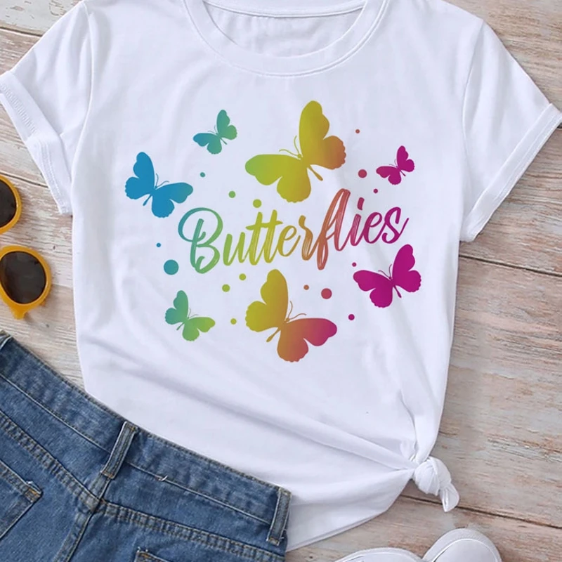 

Tshirts Clothing Female Blouse Butterfly Heart Print T Shirt Summer Tops Women T-Shirt Harajuku Graphic Tees Woman Short Sleeve