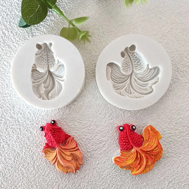 

JERAWILL Goldfish Fondant Silicone Mold Chinese Style Koi Fish Diy Baking Chinese Cake Decoration Carp Chocolate Mold