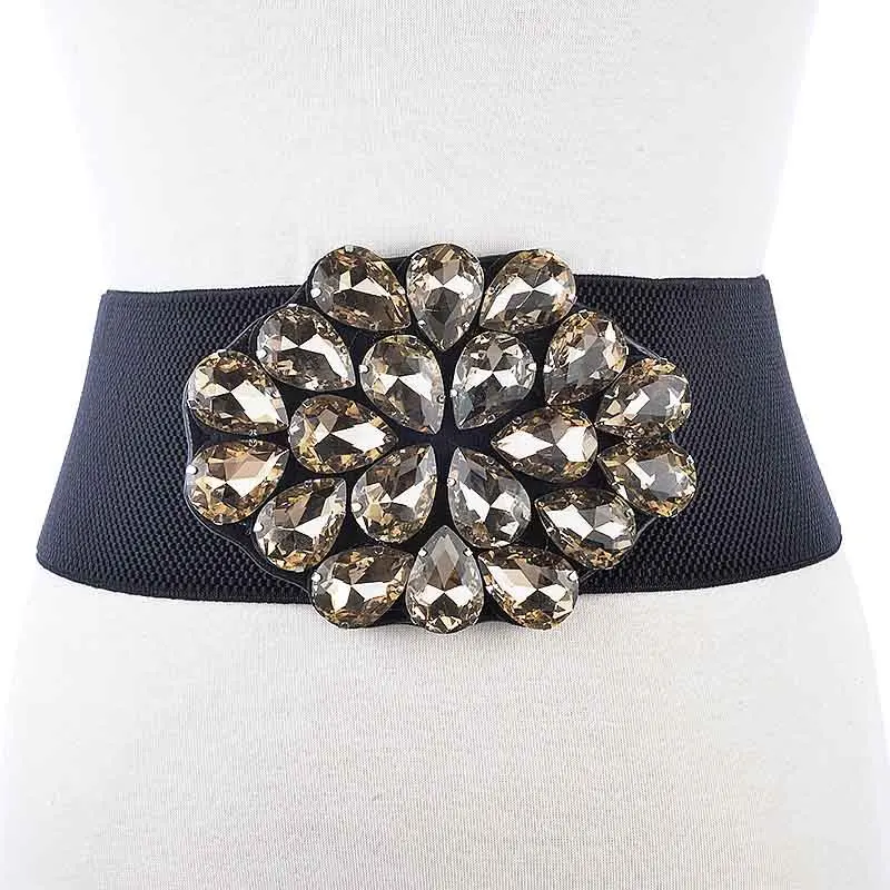 

Rhinestone Elegant Ladies Belt Western Fashion Crystal Woman Waist Shaped Elastic Belt Girdle For Skirt Dress Waist BL231