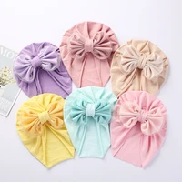 baby turban hat with yarn bow knot for boys girls 0 24m breathable comfort headdress w highly stretchy universal size
