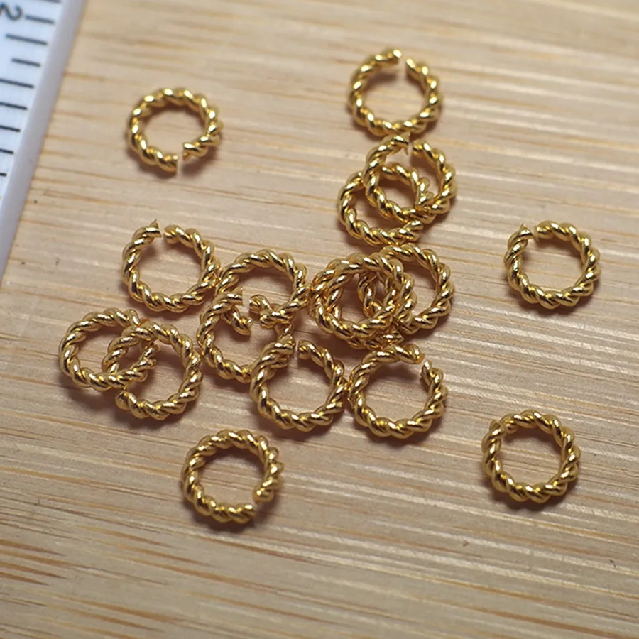 

20 шт., позолоченные латунные Колечки с двойной завиткой, 6x1,2 мм