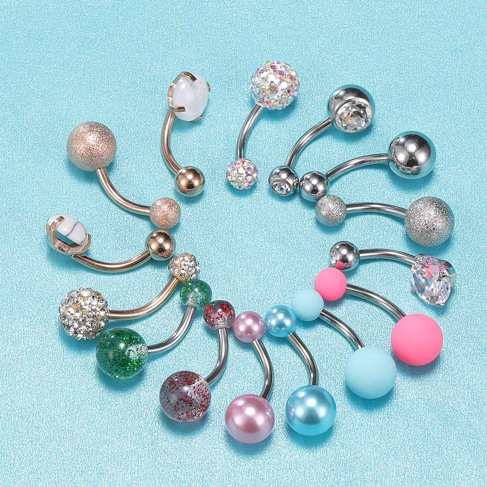 Кольцо на пупок из хирургической стали 16 видов |