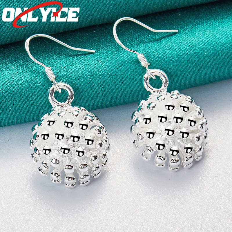 

925 Sterling Silver Dome Firework Earrings Women's Fashion Glamour Christmas Party Wedding Engagement Jewelry