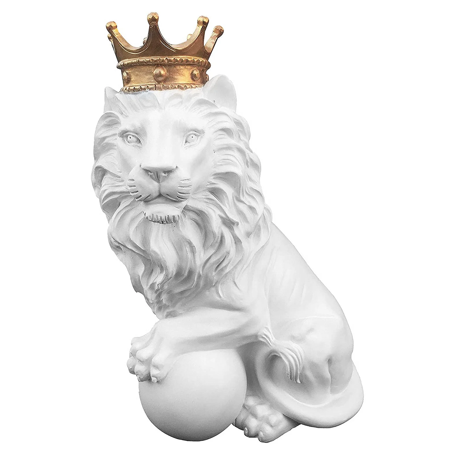 

Современные поделки из смолы, статуя в виде льва, имитация счастливой короны, скульптура в виде льва, украшение для дома и офиса (белая подст...