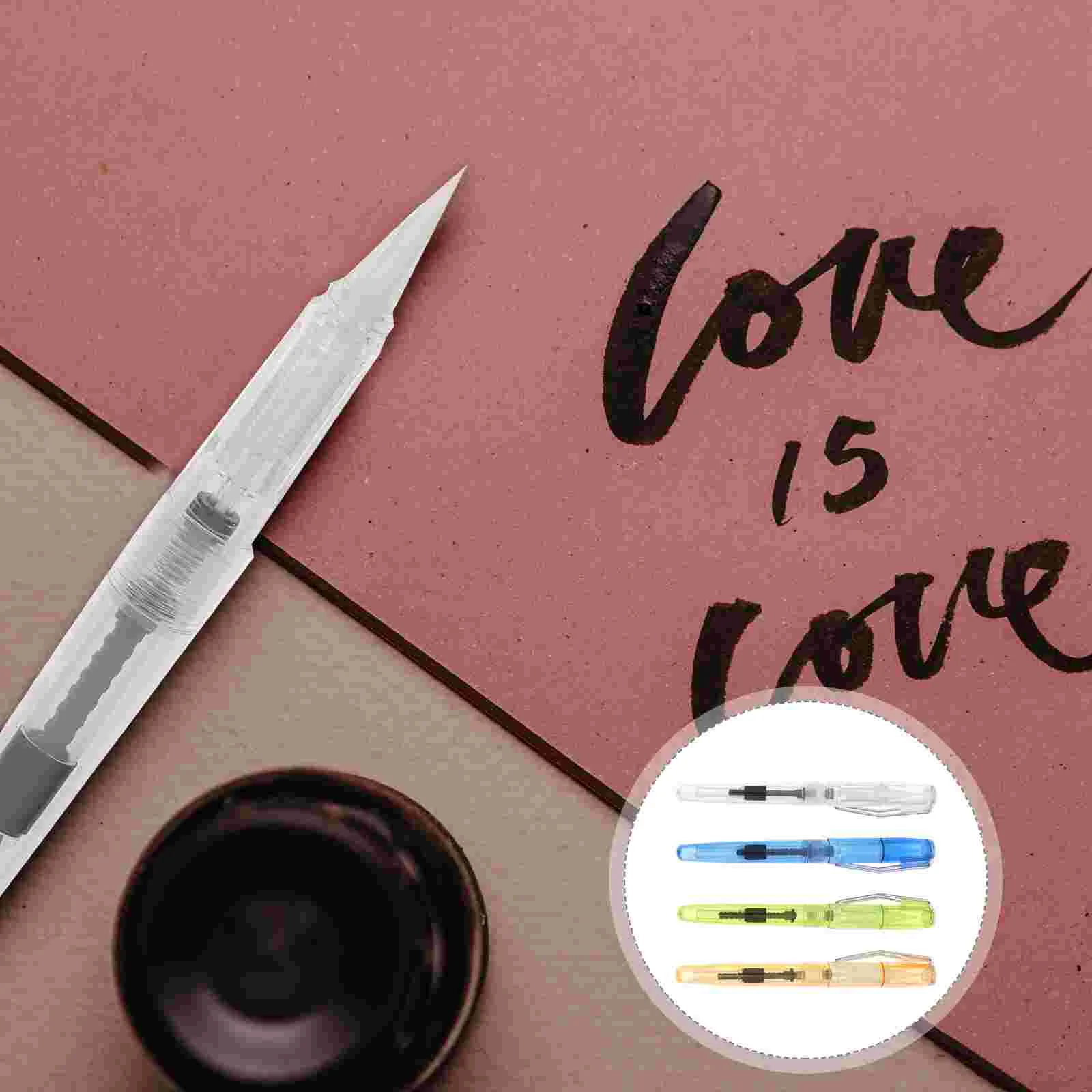 

4pcs Brush Pens Durable Fine Good Unique Painting Ink Pen Refillable Brush Pen Nylon Hair Calligraphy Pen