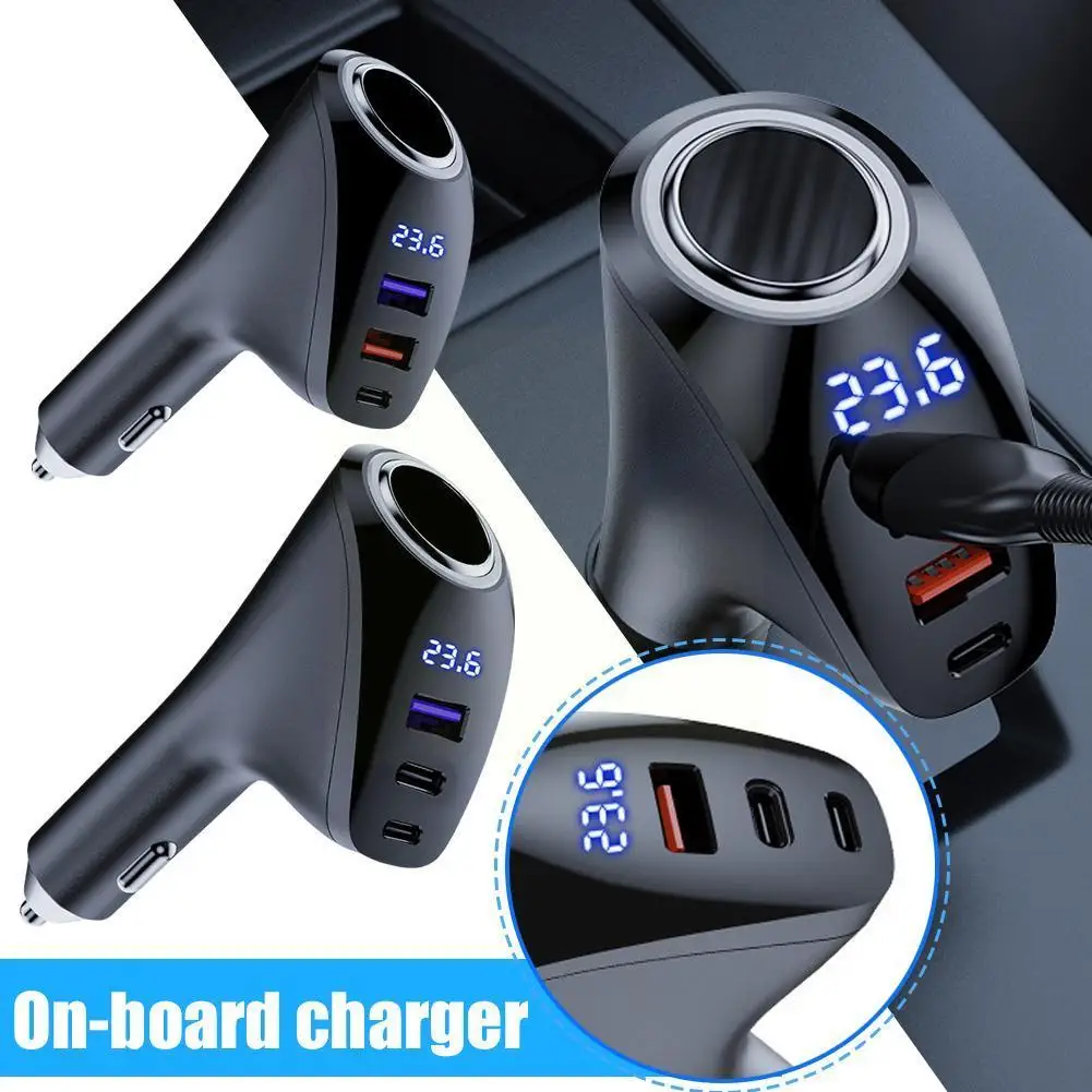 

Car Cigarette Lighter USB Multi-function Digital Display100W Fast Charging Adapter Socket For IPhone Z3M1