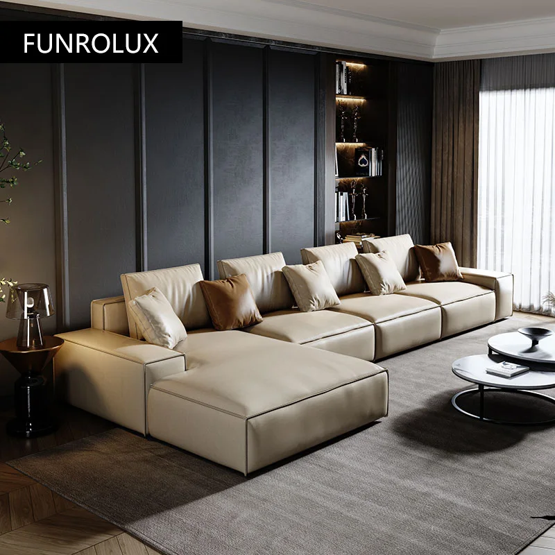 

High-end luxury simple modern leather art sofa Living room sofa Home office furniture conference room hospitality sofa