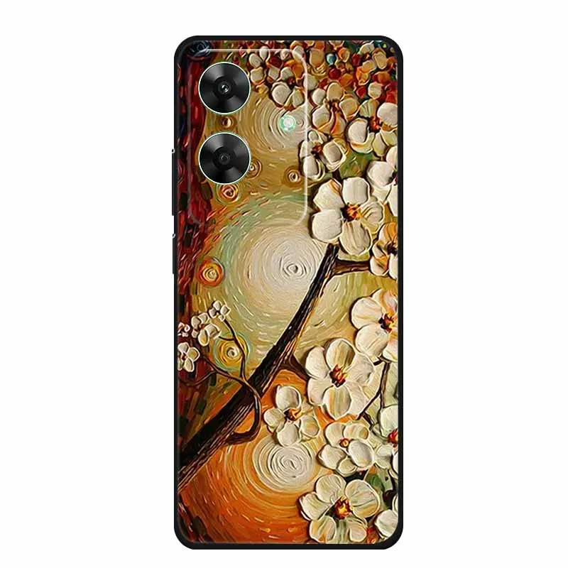 Рельефный силиконовый мягкий чехол-накладка с объемным цветочным рисунком для