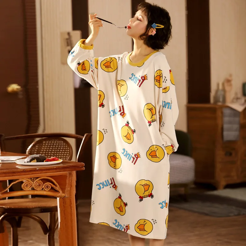 Spring and Autumn New Women's Nightdress Long Sleeve Sweet Home Service Sexy Nightwear Sleep Tops Sleepwear Women Night Gown