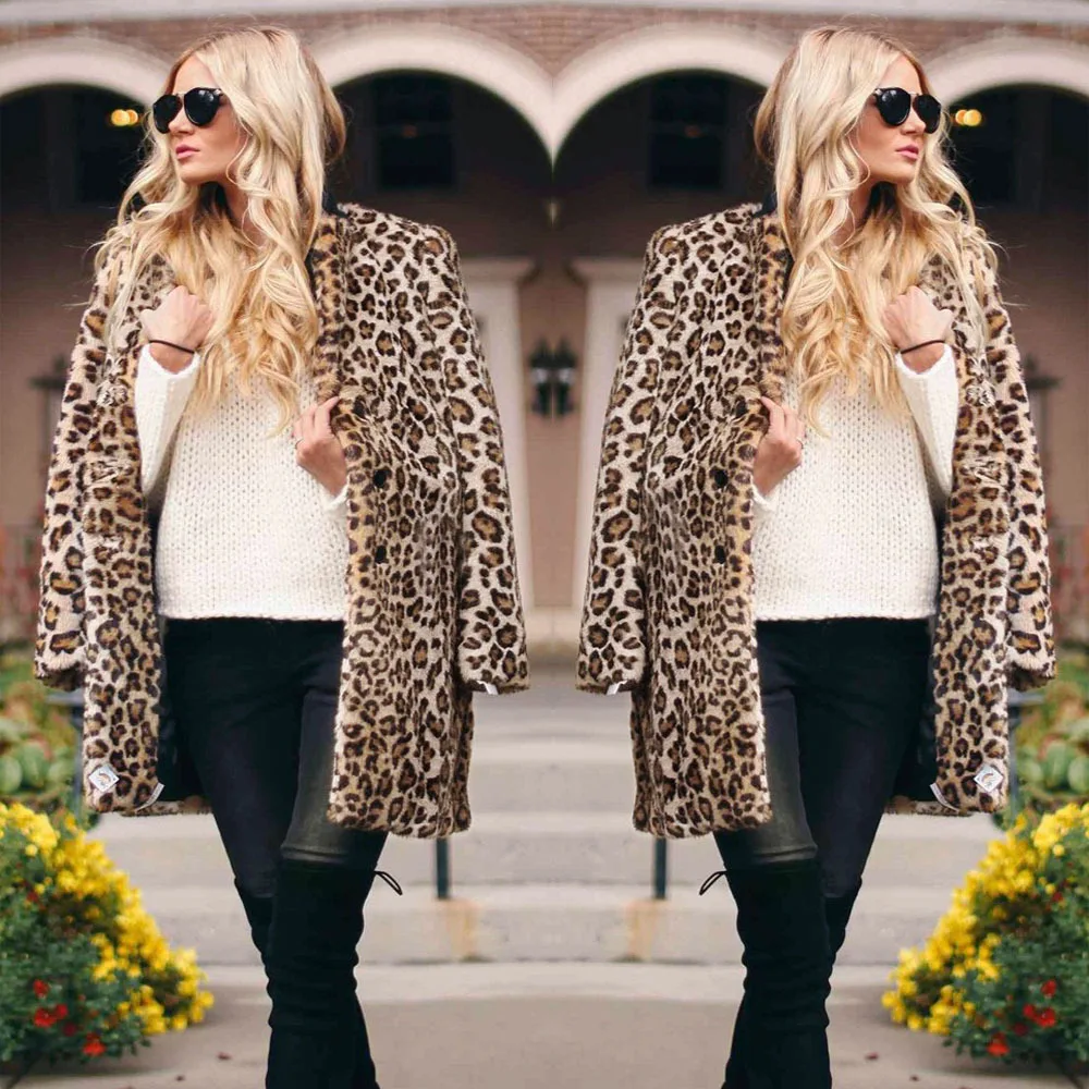 Women's Leather Fur Coat Fashion Faux Fur Coat Women's Faux Fur Leopard Coat Faux Fur Coat