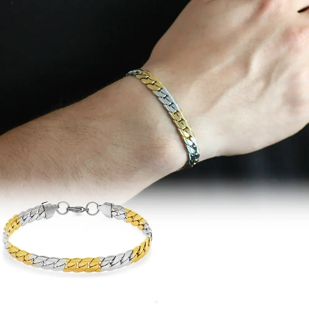 

Nipora Silver-Gold Color Steel Men's Snake Bracelet
