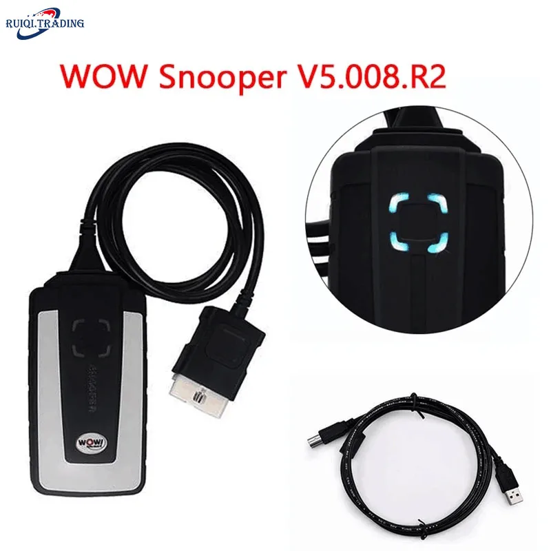 

Диагностический прибор Wow Snooper 2022, 2021, версии V5.008, R2, Obd2, сканер для грузовиков, автомобилей, Bluetooth с генератором ключей, Vd, OBDII, Delphis, Франция