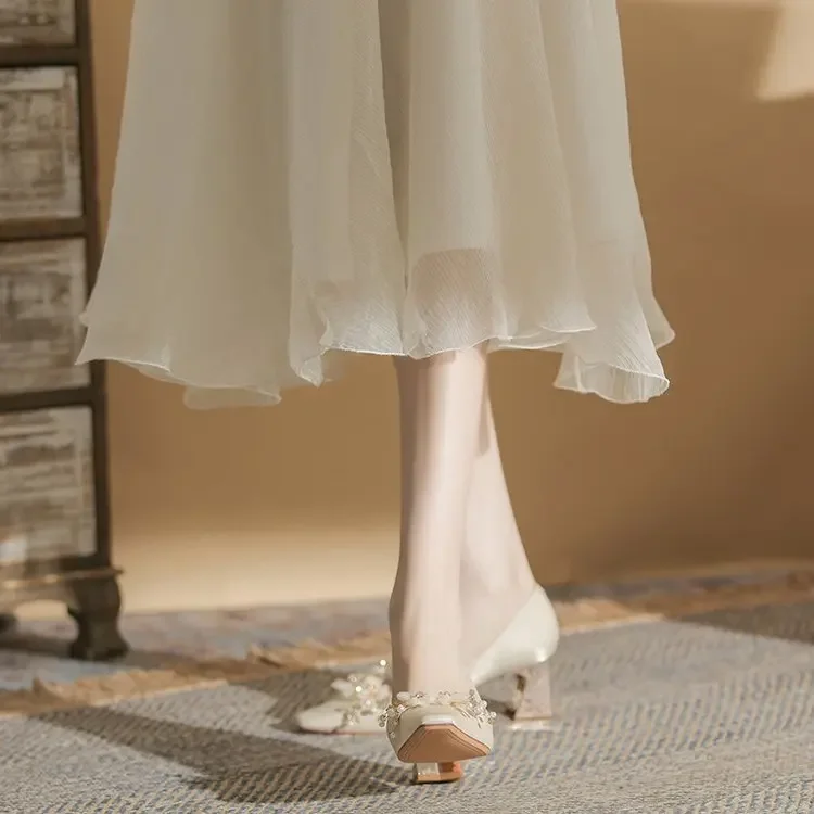 

Princess High Heels Fashion Simple Basic Fashion Single Shoes Light Cut Solid Color High Heels Square Heel Zapatos Mujer
