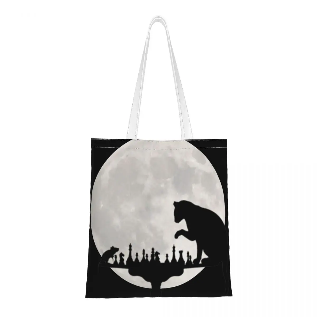 

Cats And Rat Playing Chess Shoulder Bags Women Shoulder Bag Intellectual Game Player Large Capacity Handbag Foldable Shopper Bag