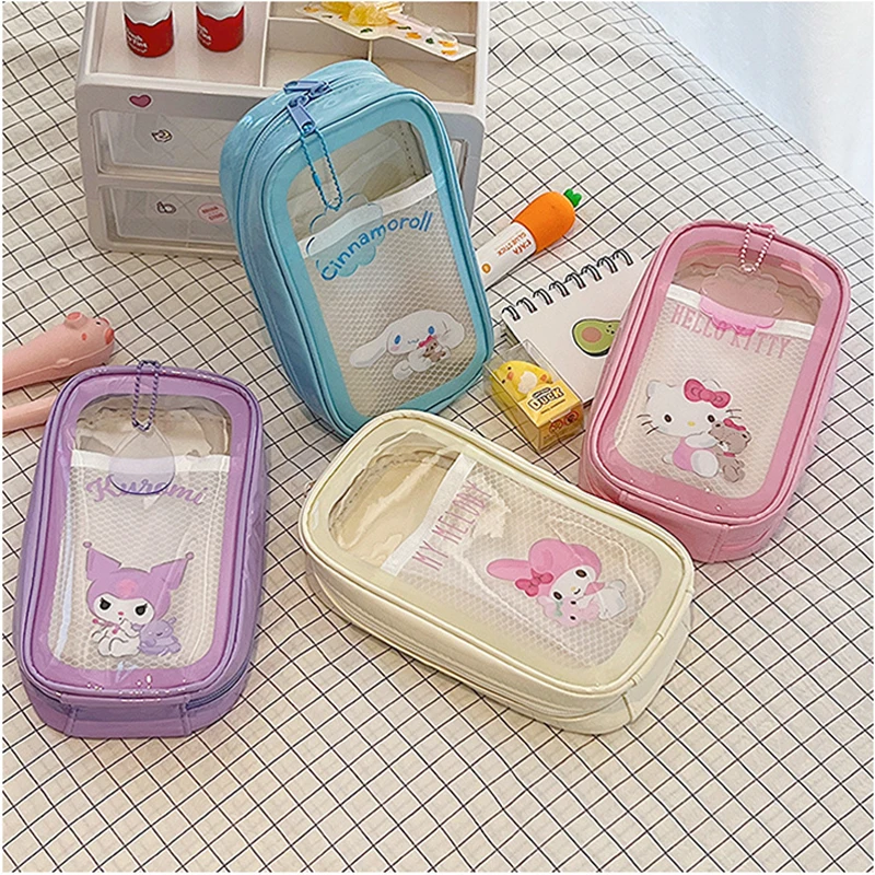 

Kawaii Sanrios Large Capacity Pencil Case Student Stationery Storage Bag Anime Kuromi Cinnamoroll My Melody Cute Cartoon Gift