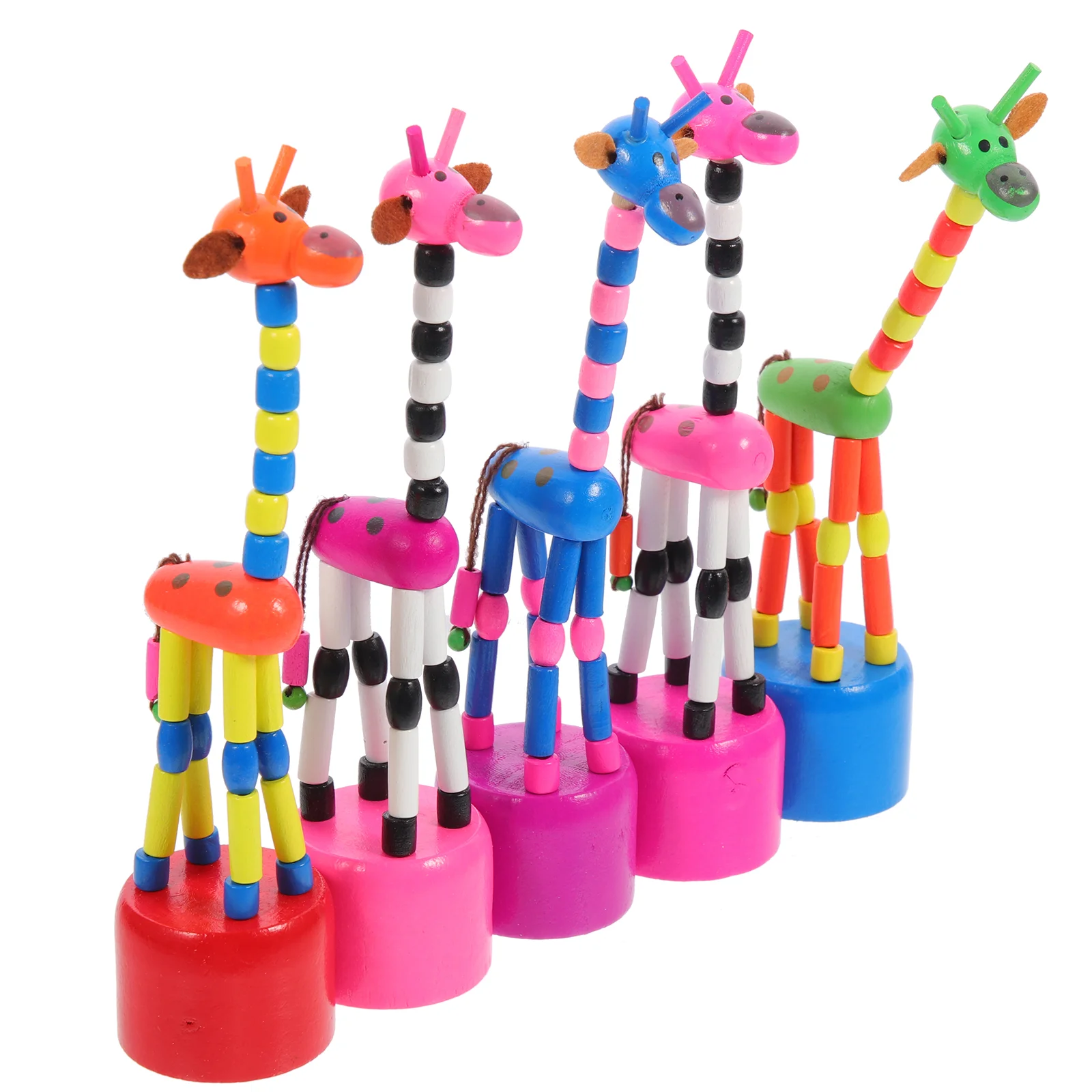 

Wooden Giraffe Puppets Toys Swing Dancing Giraffe Figurine Push Up Toys for Kids (Random Style)