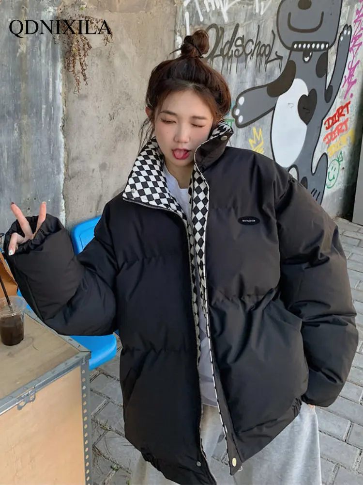 2022 Korean Fashion Winter Jacket Women, Loose BF Style Stand Collar Short Cotton And Thickened Demi-Season Jacket For Women