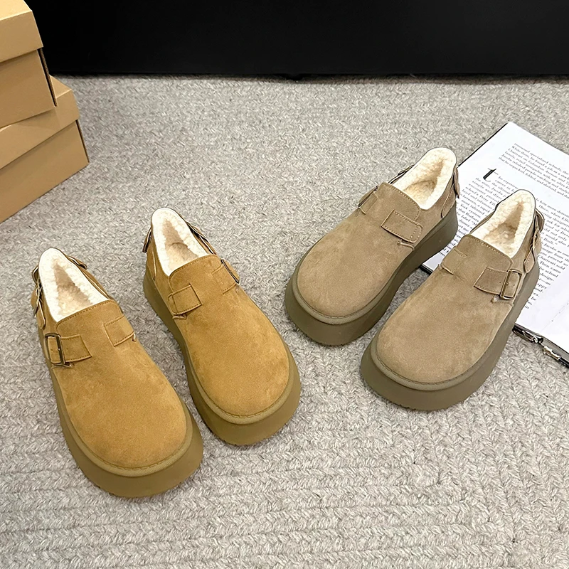 2024 женские тапочки шлепанцы зимние сапоги на платформе высокое качество кожаные