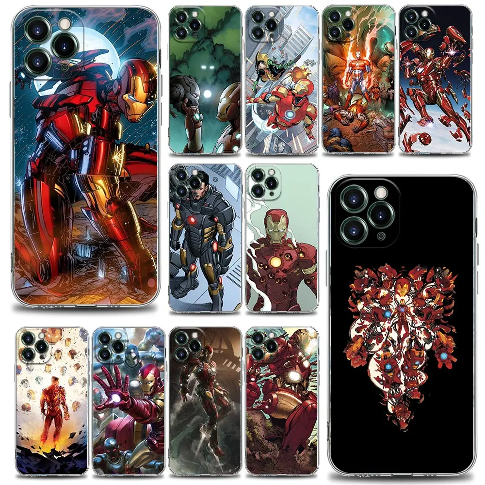 

Marvel Iron Man Comics Clear Phone Case for Apple iPhone 13 12 11 SE 2022 X XR XS 8 7 6 6S Pro Max Plus Mini Soft Silicone Case