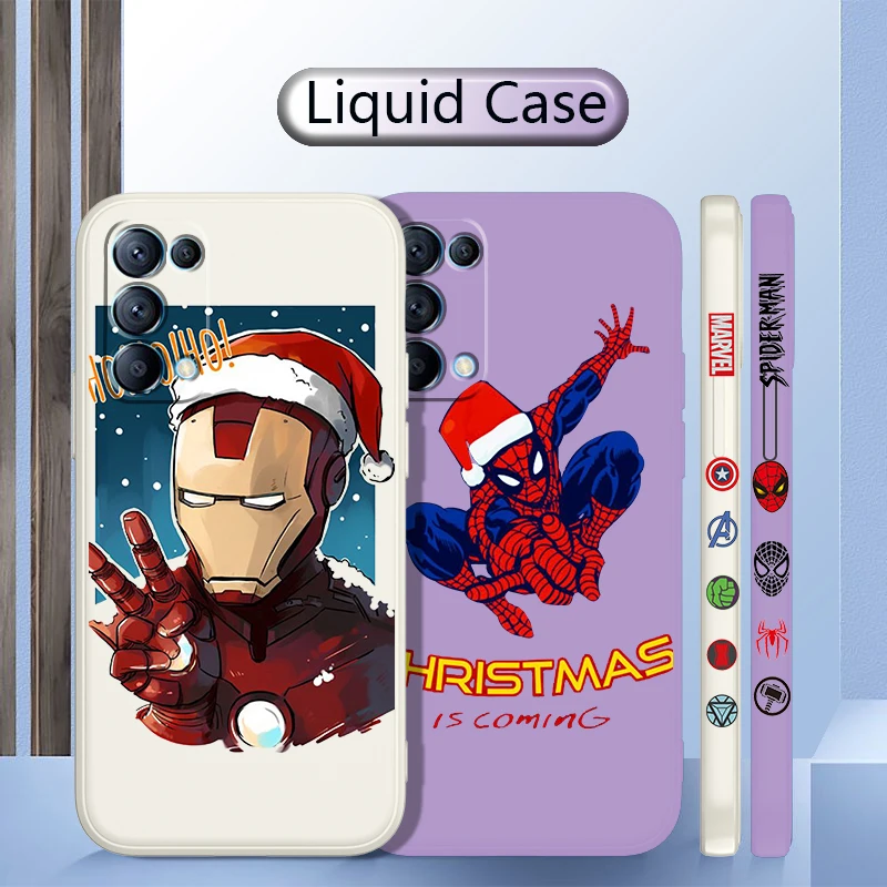 

Marvel Christmas Spiderman For OPPO Realme GT Neo 3 2 Master 8 9 Narzo 50A 50i Reno 7 Liquid Left Rope Silicone Phone Case