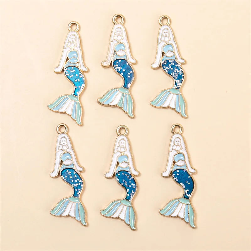 

10pcs/lot 12*31mm Mermaid Fish Charms Beaty Girl Pendant DIY Necklaces Earrings for Jewelry Making Accessories