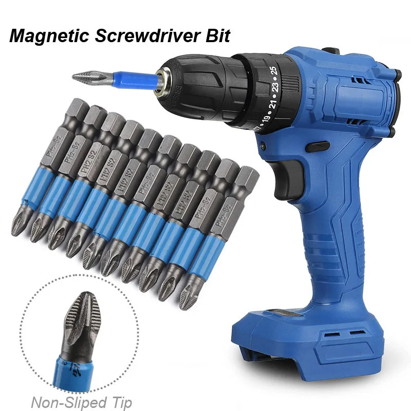 

Magnetic Screwdriver Bits Set PH1 PH2 PH3 PZ1 PZ2 PZ3 Anti-slip 1/4 Hex Shank Fit Hand Electric Drill Driver Tool Part Accessory