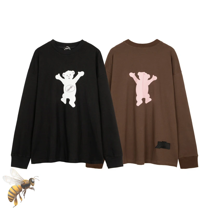 

New We11 Done Crack Sweatshirts Men Women White Pink Bear High Quality Casual Hoodied Pullover