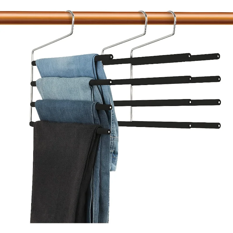 

3PCS/Pack Stainless Steel Multi-functional Pants Hanger 4 In 1 Storage Rack Pants Hanger with Foam Pad Arms