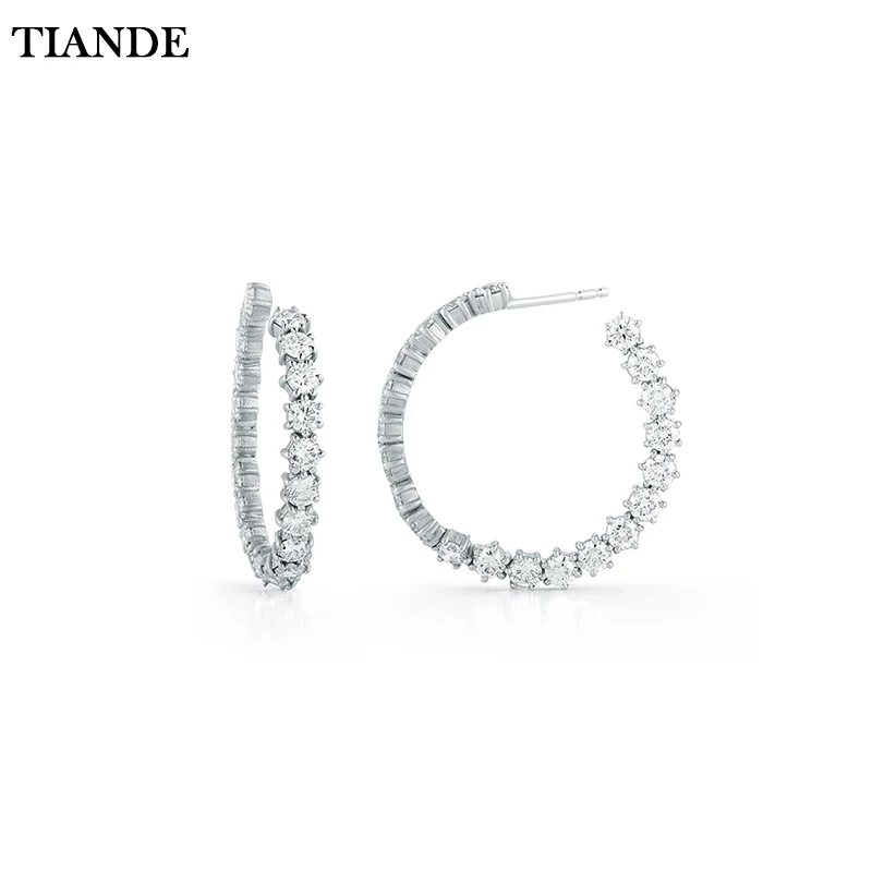 

TIANDE Gold Plated Big Hoop Earrings for Women Fashion Piercing Exquisite Zircon Irregular Stud Earrings 2023 Jewelry Wholesale
