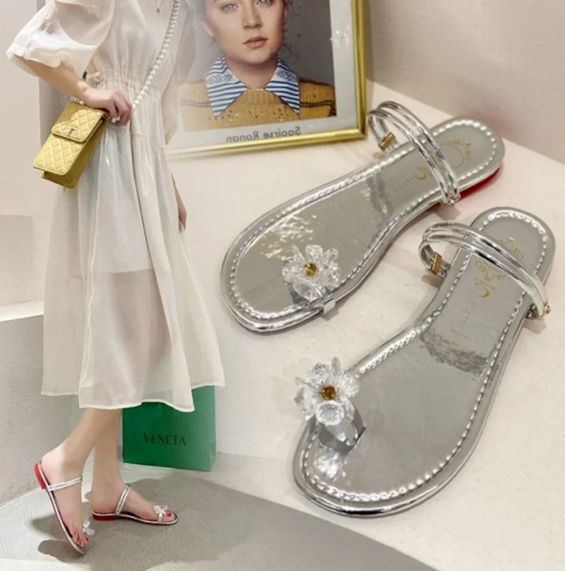 

Women's Sandals Flat Sandels for Women 2022 NEW Sexy Summer Rhinestone Strap Women Sandals Casual Non-slip Beach Sandal Platform