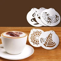 5pcs stainless steel coffee latte mold hanging stainless tools arts coffee stencil set cake decorating tool for kitchen