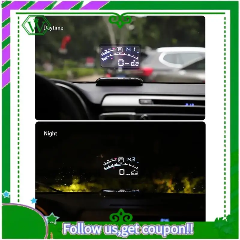 Фото AC34-V41 Heads Up Display Автомобильный OBDII EUOBD 5,5-дюймовый проектор на лобовое стекло HUD Дисплей Напоминание о переключении Температура воды. RPM KM/H Простая установка №5