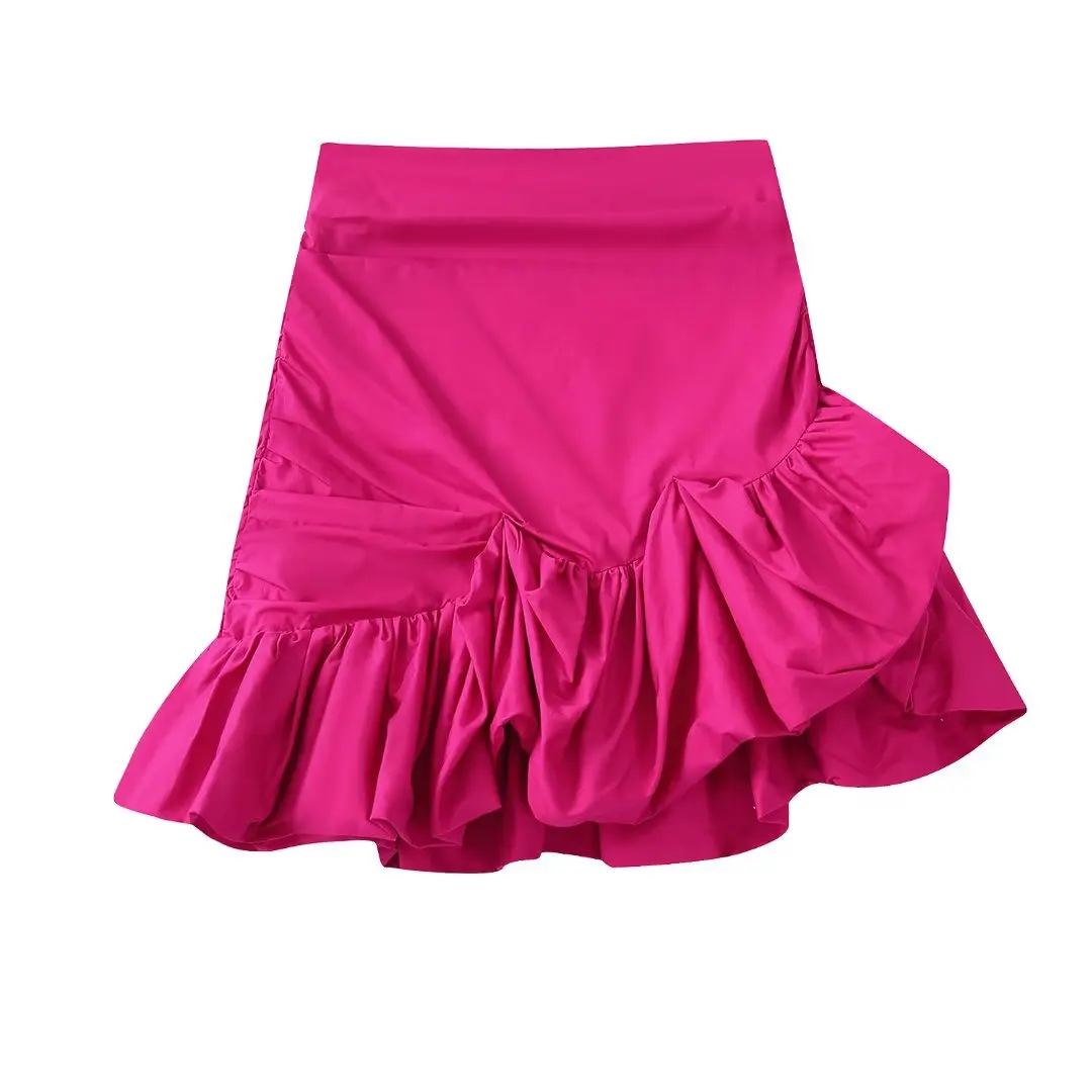 

A.D.EAST-Women's fashion pure color pleated hem asymmetric PROM dress-L02B2272850