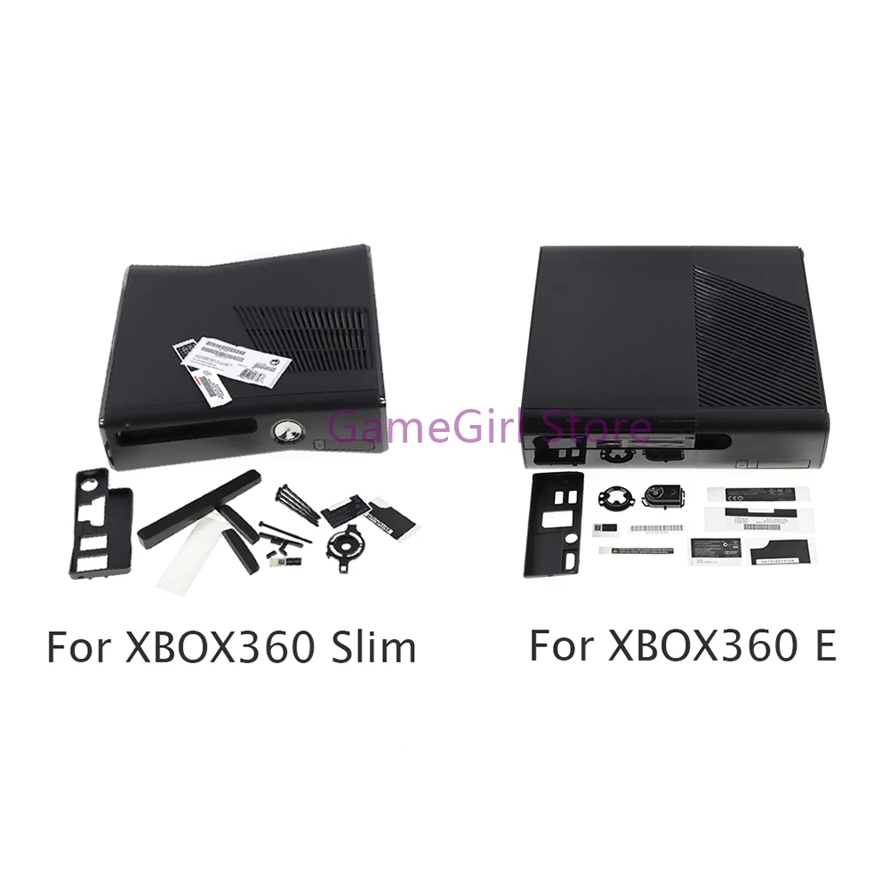 Фото 1 комплект для XBOX 360 Slim, полный комплект, черный корпус, защитный чехол с винтами для консоли XBOX360 E №1