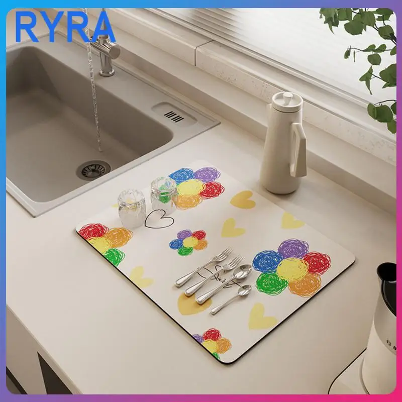 

Коврик для сушки чашек, прочный Быстросохнущий изоляционный коврик без стирки, мягкий 1 шт., кухонный Впитывающий Коврик для столешницы, эффективный дренажный коврик для чашек