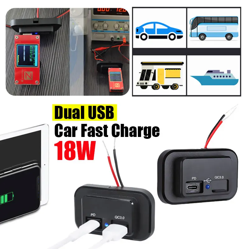 

Camping Boat RV Car Charger Port Car Dual USB Port Fast Charger Retrofit Accessories Power Outlet Panel Mount Waterproof