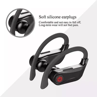 sports watch sports bluetooth wireless headphones with mic ipx5 waterproof ear hooks led display bluetooth earphone hifi stereo