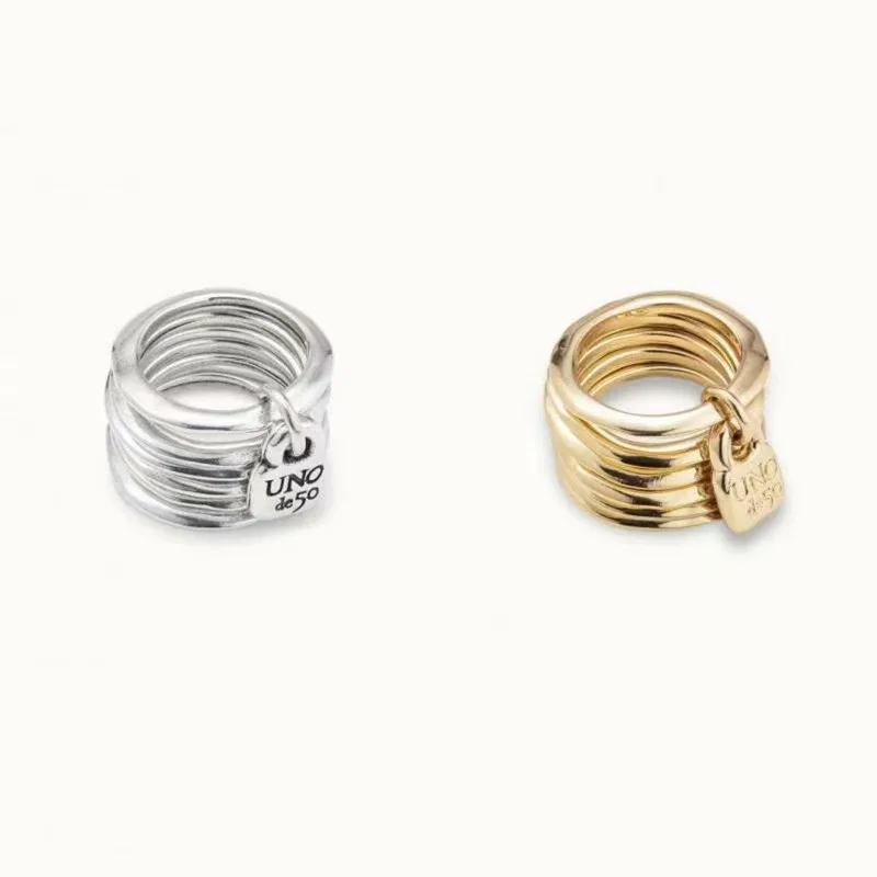 

2022 New Stainless Steel Plated Silver Color Bead Ring Can Be Given As A Gift To Women Fit UNO DE 50 with Wholesale