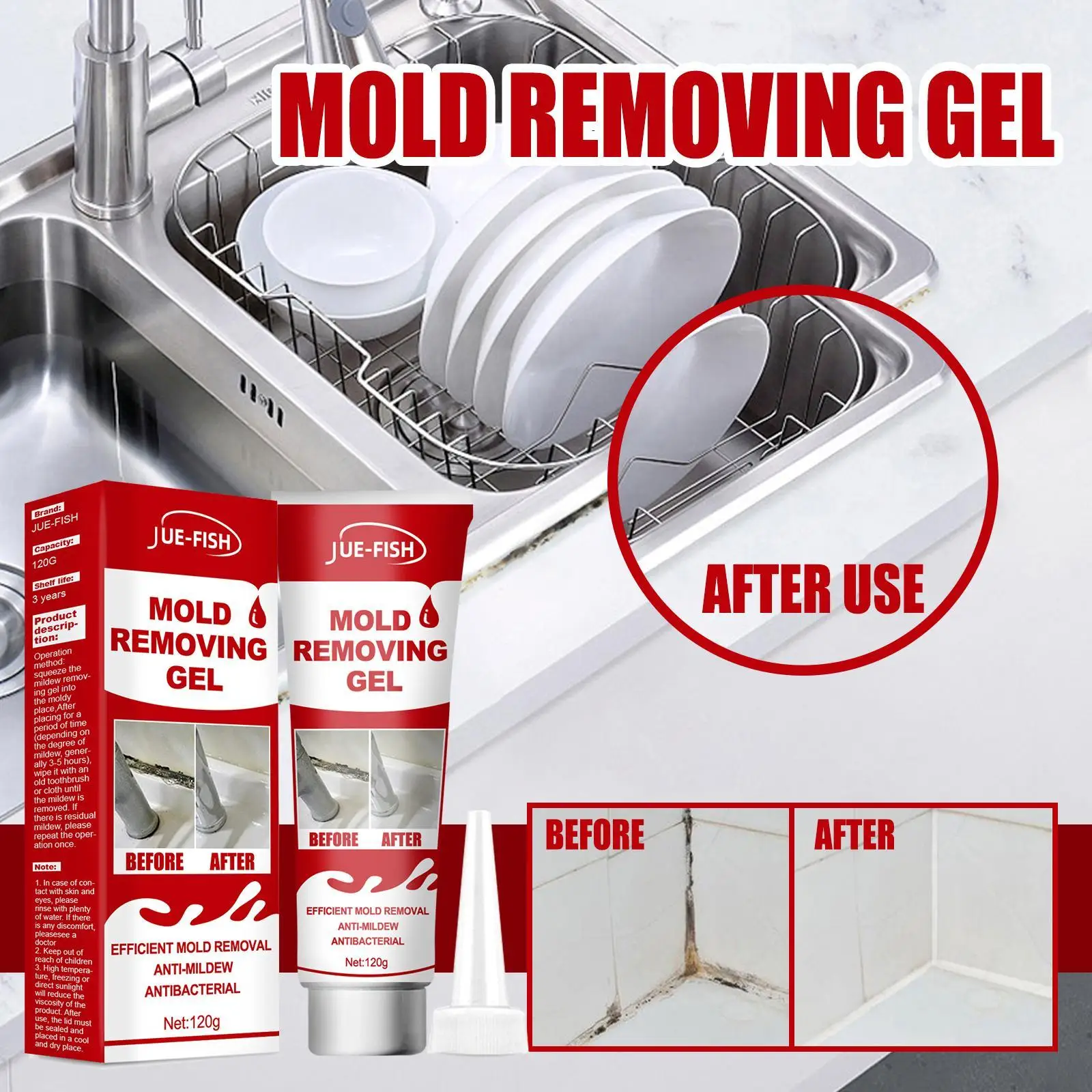 

120g Household Mold Remover Gel Mildew Cleaning Agent Furniture Tile Removal Floor Wall Cleaner Multifunctional Mold Remover