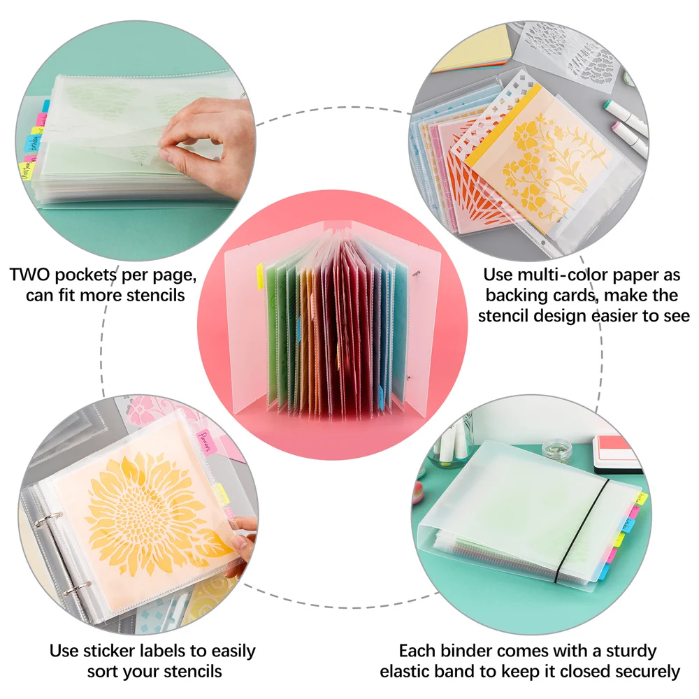 161 шт. 6x6 трафаретов для хранения папка с карманами подложка карточек наклейкой