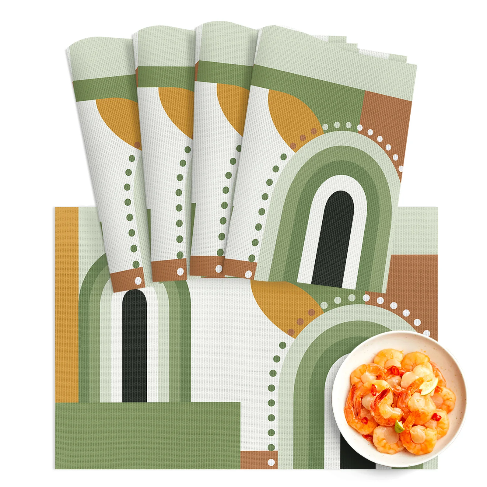 

4/6pcs Placemat Medieval Geometry Abstract Colors Restaurant Kitchen Accessories PVC Dining Table Mats Disc Bowl Coaster Pad